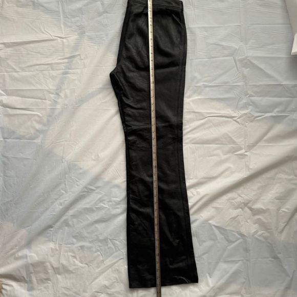 BCBG MAXAZRIA Black Front Button Straight-legged Leather Pants, Size 6 - Picture 11 of 16